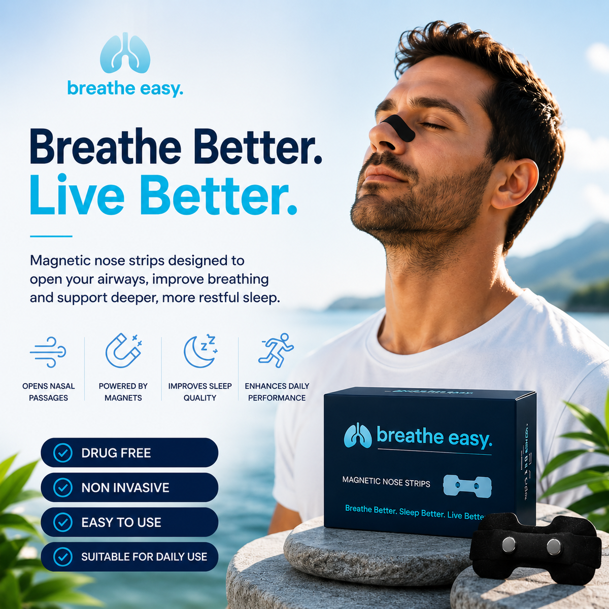 Breathe Easy™ Magnetic Nose Strips.