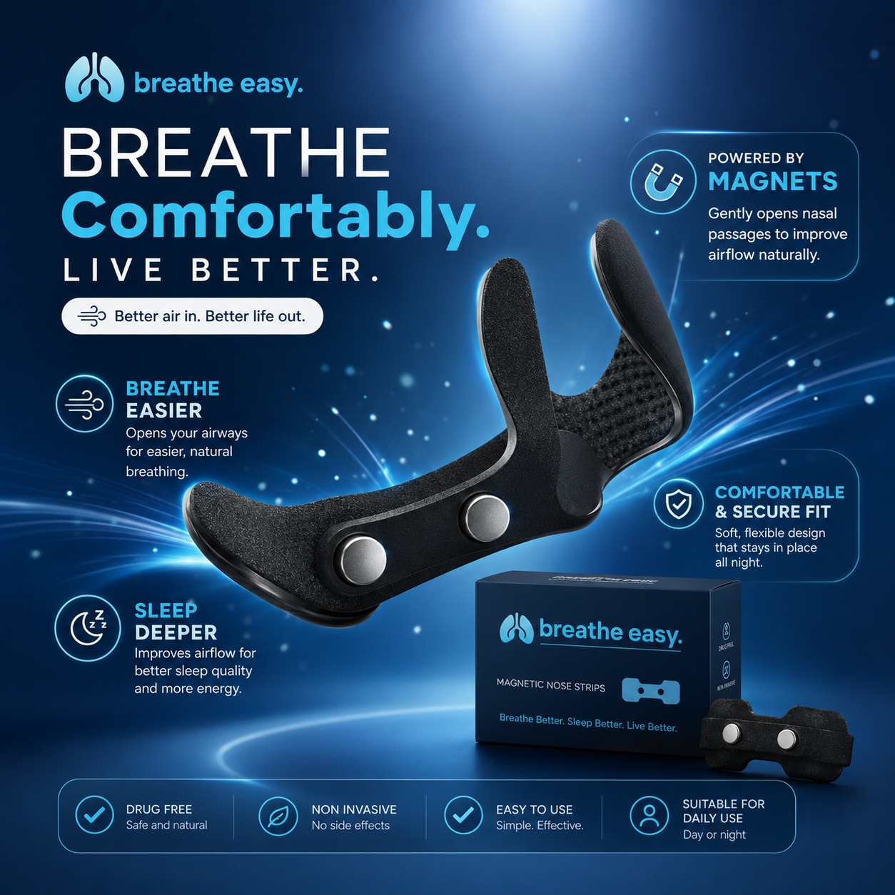 Breathe Easy™ Magnetic Nose Strips.